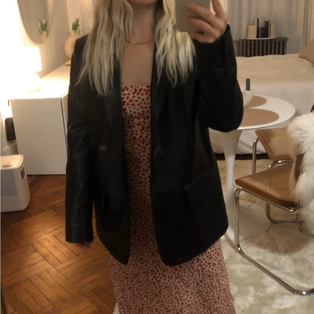Zara Black Faux Leather Blazer - Picture 7 of 7